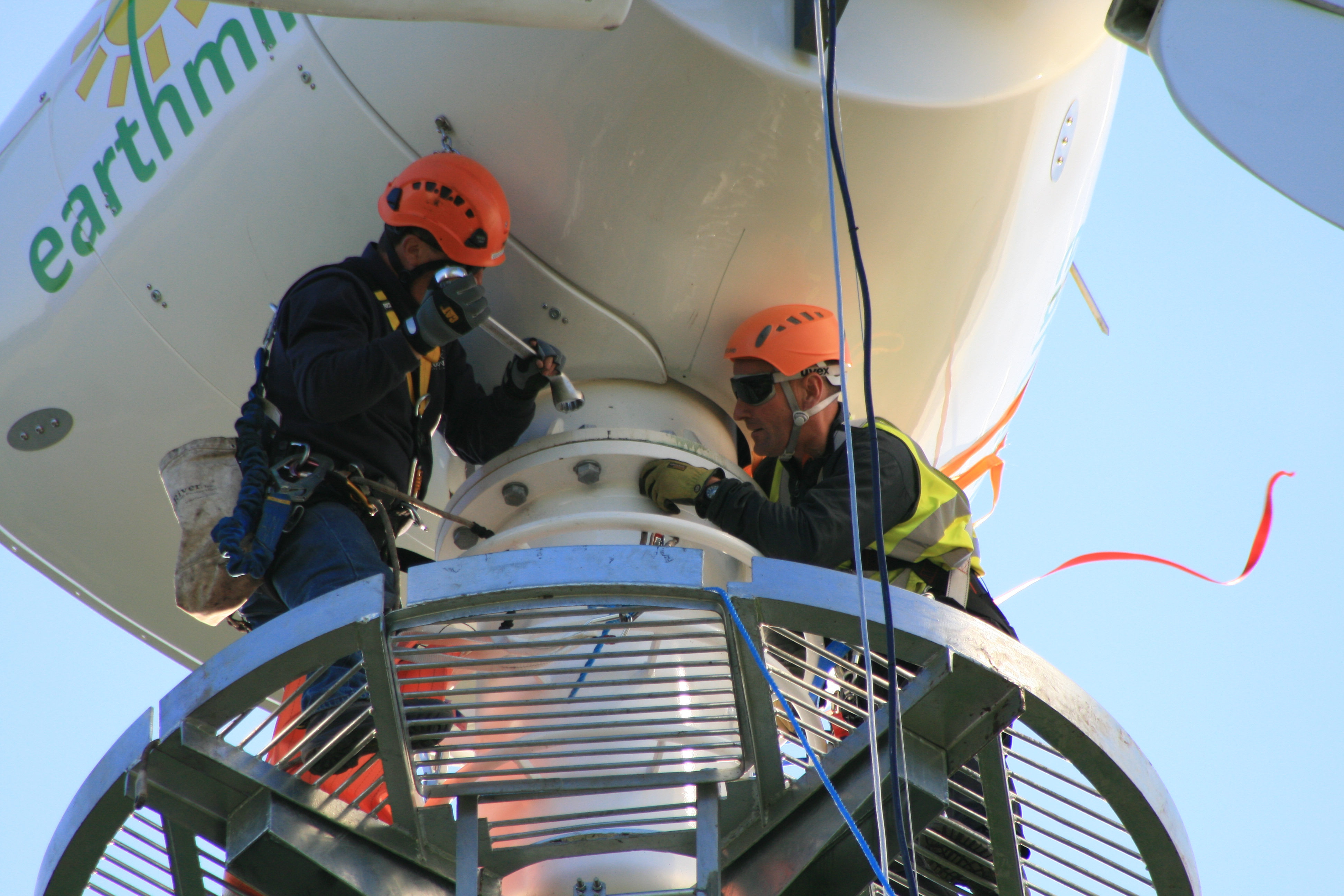 Earthmill engineerings carrying out routine wind turbine maintenance